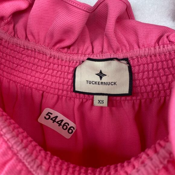 TUCKERNUCK Top XS Shirred Ruffle Off the Shoulder Long Sleeve Blouse Pink - Picture 13 of 13